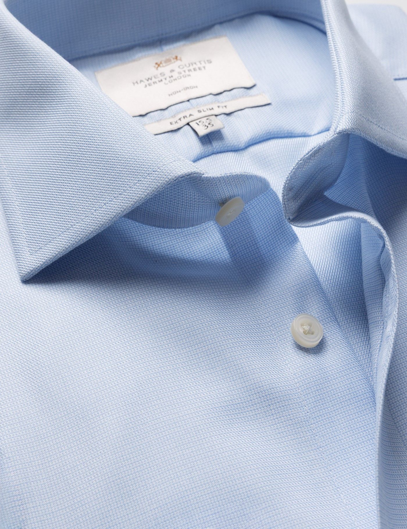 Extra Slim Fit Blue & White Textured Weave Non-Iron Shirt