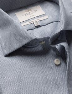 Extra Slim Fit Navy & White Textured Weave Non-Iron Shirt