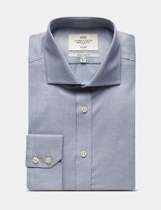 Extra Slim Fit Navy & White Textured Weave Non-Iron Shirt