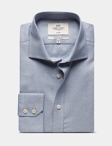 Extra Slim Fit Navy & White Textured Weave Non-Iron Shirt