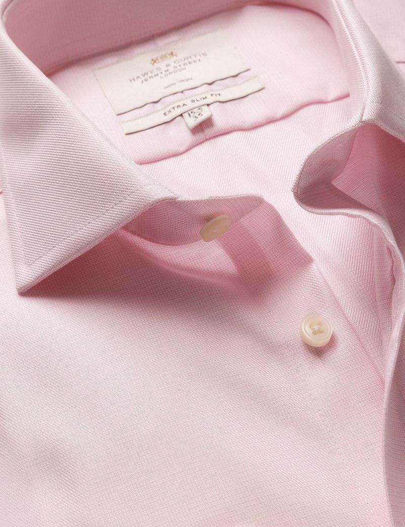 Extra Slim Fit Pink & White Textured Weave Non-Iron Shirt