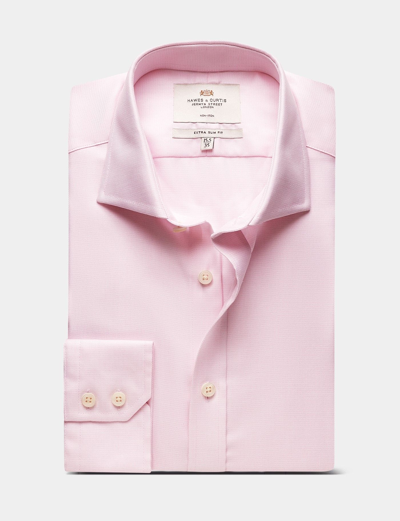 Extra Slim Fit Pink & White Textured Weave Non-Iron Shirt-preview