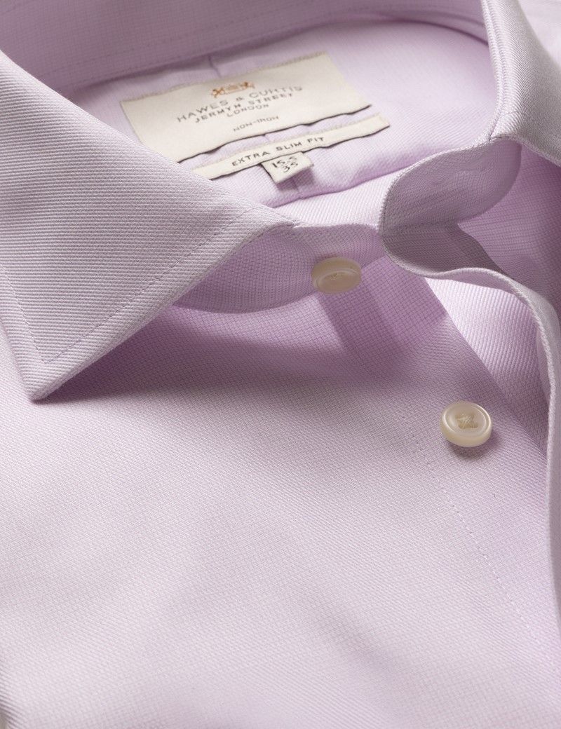 Extra Slim Fit Lilac & White Textured Weave Non-Iron Shirt