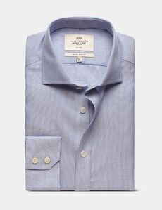 Extra Slim Fit Royal & White Textured Weave Non-Iron Shirt