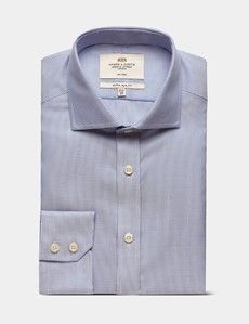 Extra Slim Fit Royal & White Textured Weave Non-Iron Shirt