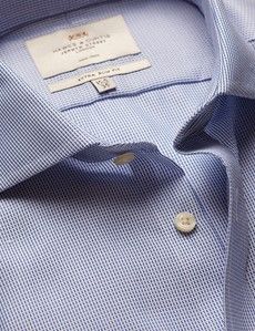 Extra Slim Fit Royal & White Textured Weave Non-Iron Shirt