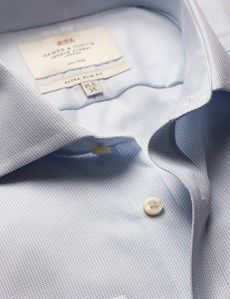 Extra Slim Fit Light Blue & White Textured Weave Non-Iron Shirt