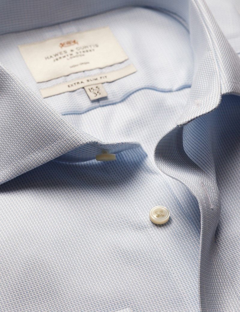 Extra Slim Fit Light Blue & White Textured Weave Non-Iron Shirt
