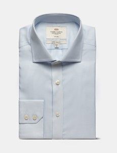 Extra Slim Fit Light Blue & White Textured Weave Non-Iron Shirt