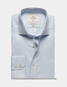 Extra Slim Fit Light Blue & White Textured Weave Non-Iron Shirt