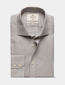 Extra Slim Fit Grey & White Textured Weave Non-Iron Shirt