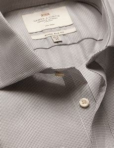 Extra Slim Fit Grey & White Textured Weave Non-Iron Shirt