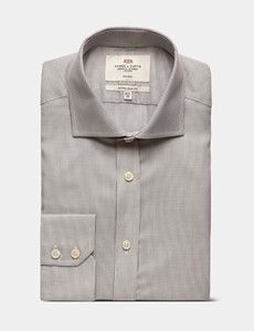 Extra Slim Fit Grey & White Textured Weave Non-Iron Shirt