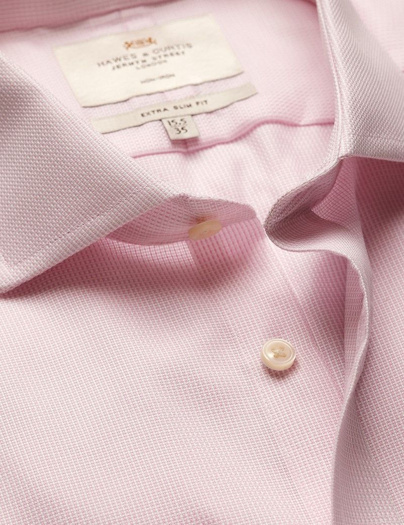 Extra Slim Fit Pink & White Textured Weave Non-Iron Shirt
