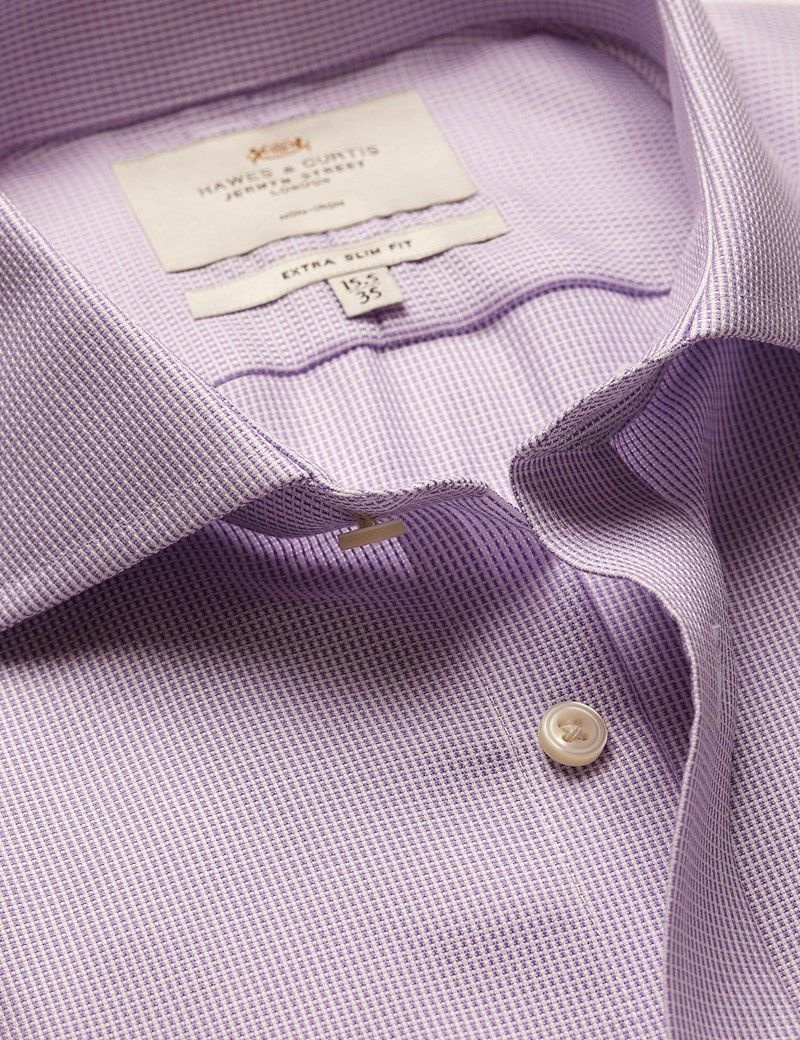 Extra Slim Fit Lilac & White Textured Weave Non-Iron Shirt
