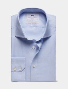Extra Slim Fit Blue & White Textured Weave Non-Iron Shirt