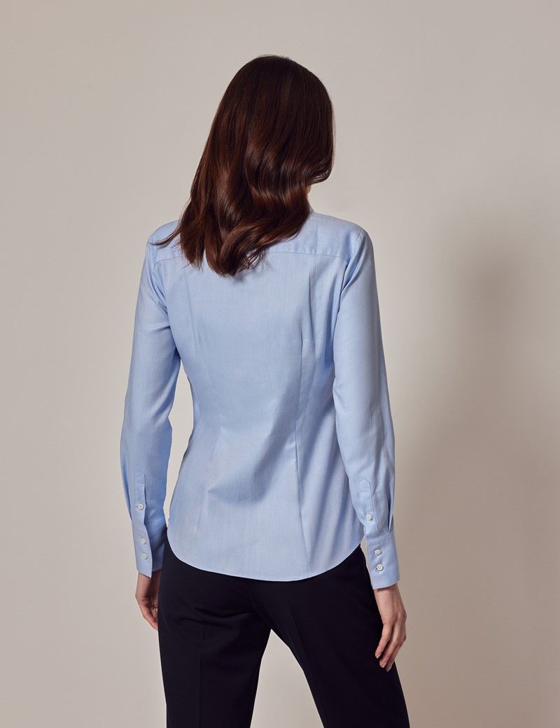 Women's Twill Executive Shirt with Single Cuffs in Light Blue