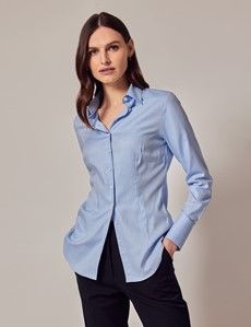 Executive Light Blue Twill Cotton Fitted Shirt-preview5
