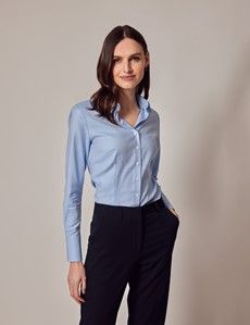 Executive Light Blue Twill Cotton Fitted Shirt-preview3