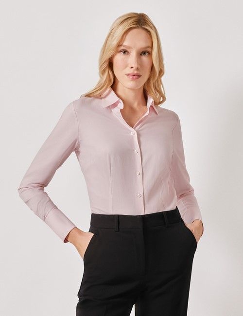 Executive Light Pink Twill Cotton Fitted Shirt