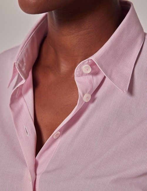 Executive White & Pink Stripe Fitted Shirt-preview