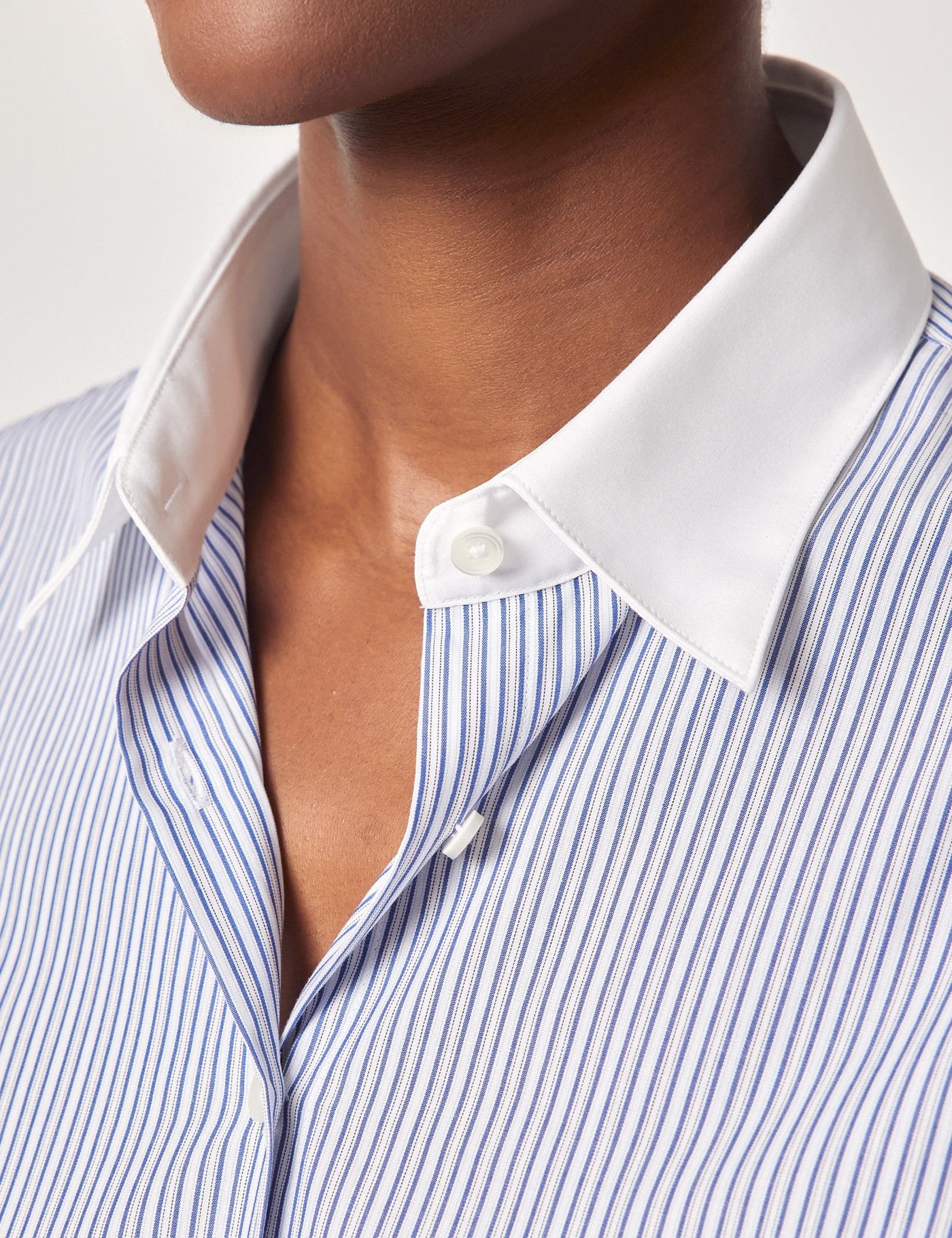 Fitted White & Blue Multi Stripe Executive Shirt-preview