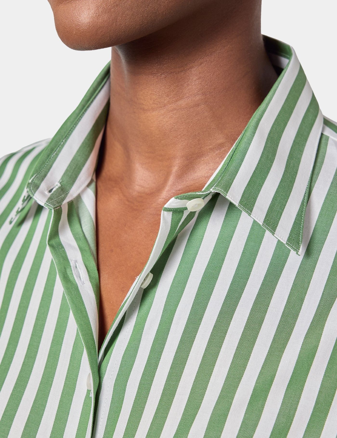 Fitted White & Green Bengal Stripe Executive Shirt-preview