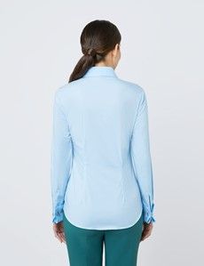 Ice Blue Fitted Cotton Stretch Shirt - French Cuff-preview3