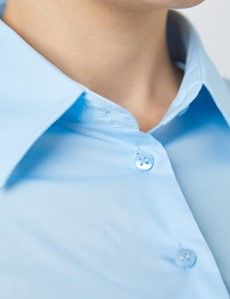Ice Blue Fitted Cotton Stretch Shirt - French Cuff-preview1