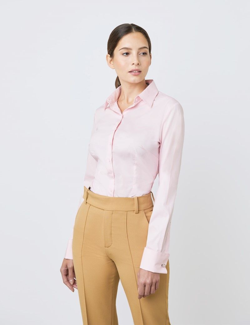 Women's New Pink Fitted Shirt - French Cuff | Hawes & Curtis