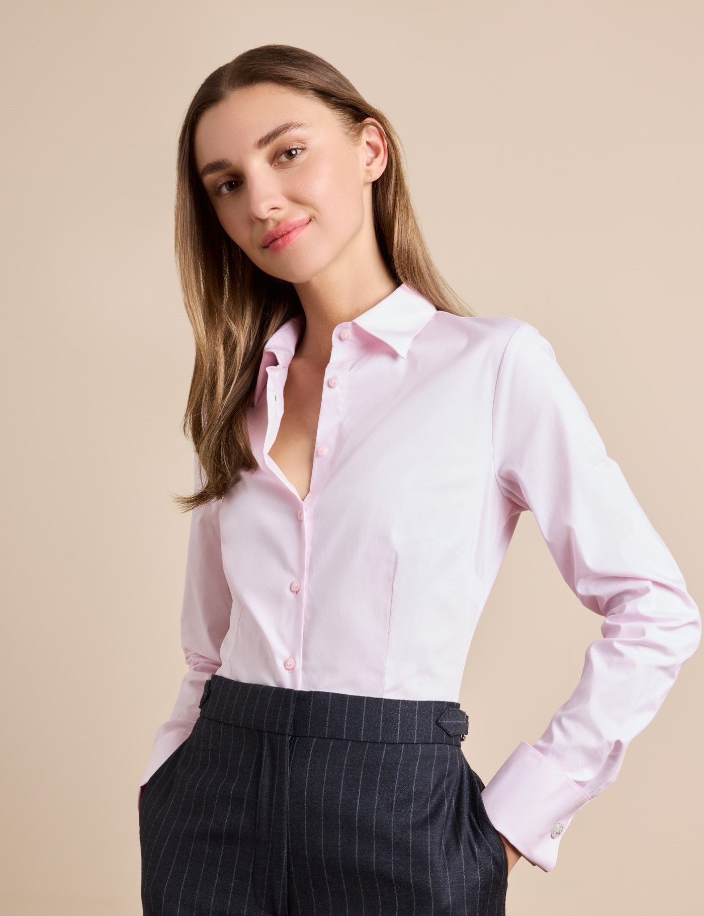 women's slim fit dress shirts Regular Fit Dress Shirt for Tall Women in Bright White main image 1