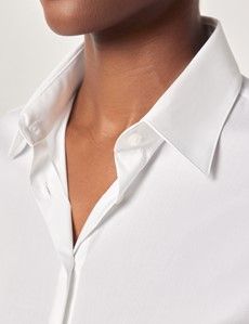 White Fitted Cotton Stretch Shirt - French Cuff-preview1