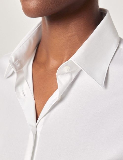 White Fitted Cotton Stretch Shirt - French Cuff-preview