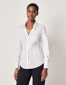 White Fitted Cotton Stretch Shirt - French Cuff-preview2