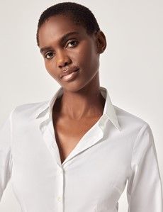 White Fitted Cotton Stretch Shirt - French Cuff-preview3