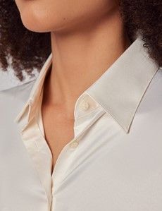 Cream Fitted Satin Shirt - French Cuff-preview1