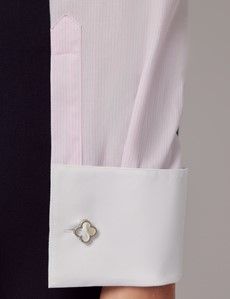 Executive Pink & White Fine Stripe Fitted Shirt - French Cuff-preview5