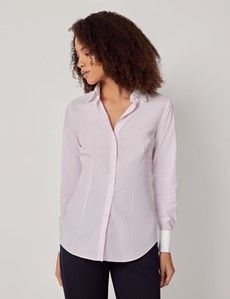 Executive Pink & White Fine Stripe Fitted Shirt - French Cuff-preview3