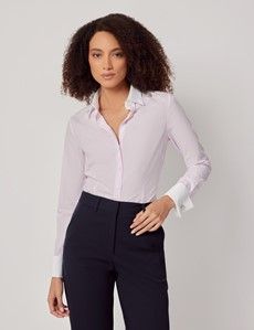 Executive Pink & White Fine Stripe Fitted Shirt - French Cuff-preview6