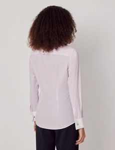 Executive Pink & White Fine Stripe Fitted Shirt - French Cuff-preview4