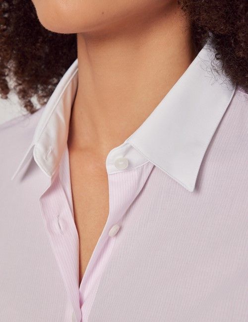 Executive Pink & White Fine Stripe Fitted Shirt - Double Cuff-preview