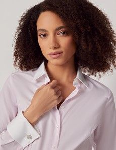 Executive Pink & White Fine Stripe Fitted Shirt - French Cuff-preview2