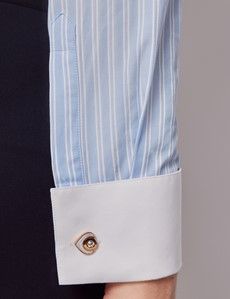 Fitted Blue & White Medium Stripe Shirt