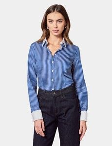 Fitted Blue & White Stripe Shirt
