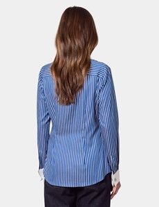 Fitted Blue & White Stripe Shirt