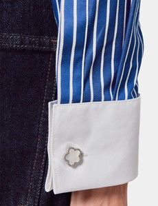 Fitted Blue & White Stripe Shirt