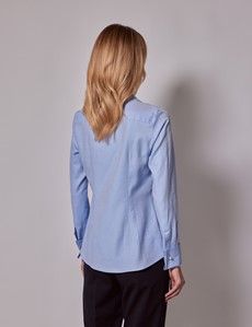 Executive Light Blue Twill Cotton Fitted Shirt - Double Cuff-preview4