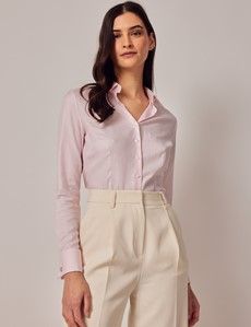 Executive Light Pink Twill Fitted Shirt - Double Cuffs-preview6