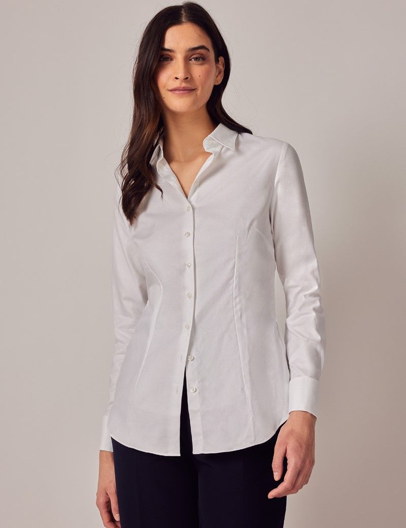 Women's Executive White Twill Fitted Shirt - French Cuffs