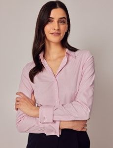 Executive Pink & White Fine Stripe Fitted Shirt - Double Cuff-preview4